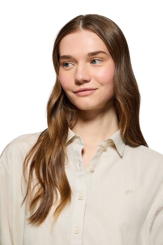 Calções relaxed em linho - Bege