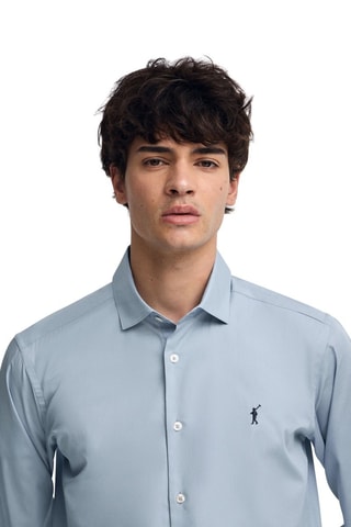 Camisa slim - Azul-claro