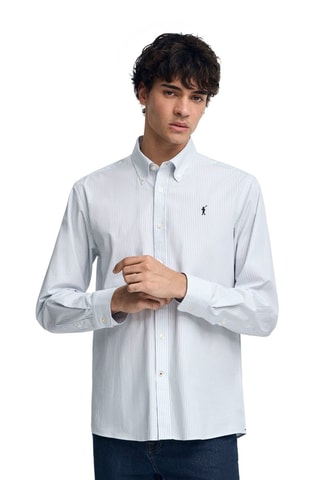 Camisa - Branco e azul-claro