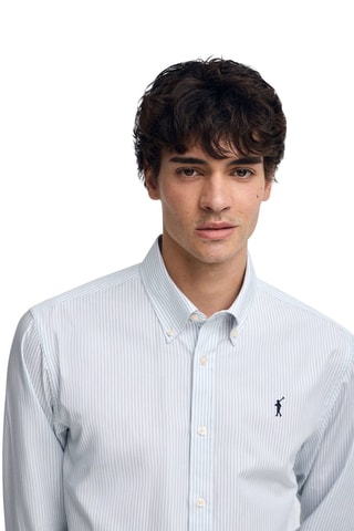 Camisa - Branco e azul-claro