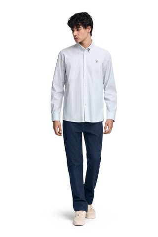 Camisa - Branco e azul-claro
