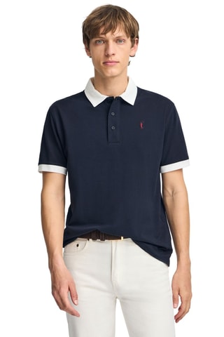 Polo regular - Azul-marinho e branco