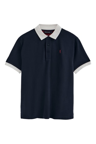 Polo regular - Azul-marinho e branco