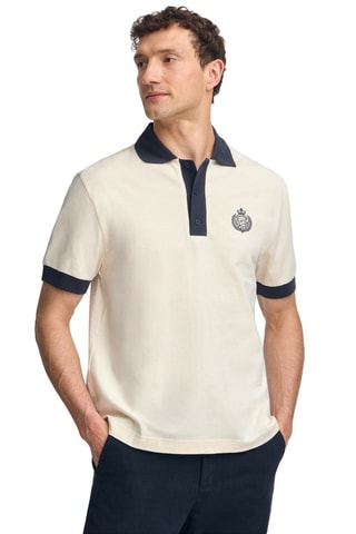 Polo regular - Cru e azul-marinho