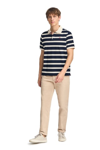 Polo regular - Azul-marinho e cru