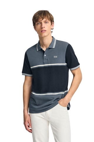 Polo loose - Cinzento e azul-marinho