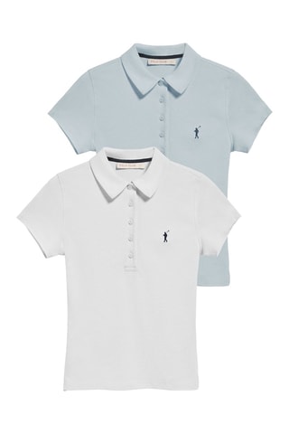 2 polos slim - Blanc et bleu