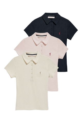 3 polos slim - Preto e rosa