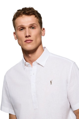 Polo regular em linho - Branco