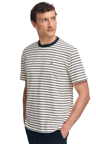 T-shirt regular - Cru e azul-marinho