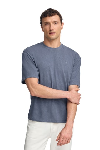 T-shirt regular em linho - Azul-cinza