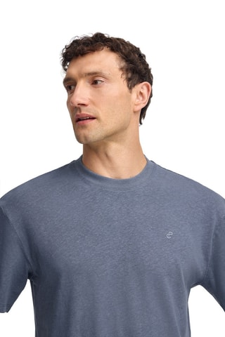 T-shirt regular em linho - Azul-cinza