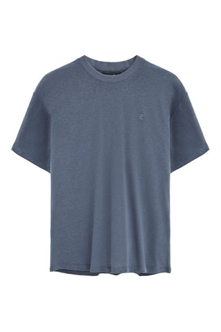 T-shirt regular em linho - Azul-cinza