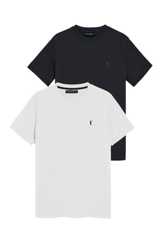 2 t-shirts regular - Azul-marinho e branco