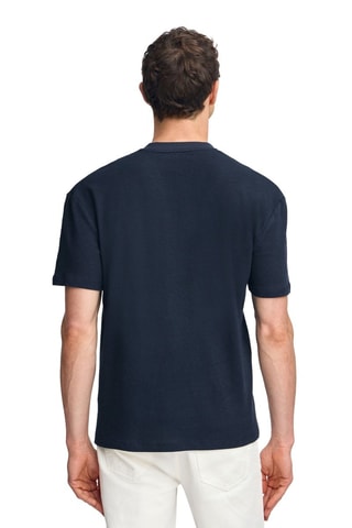 T-shirt regular em linho - Azul-marinho