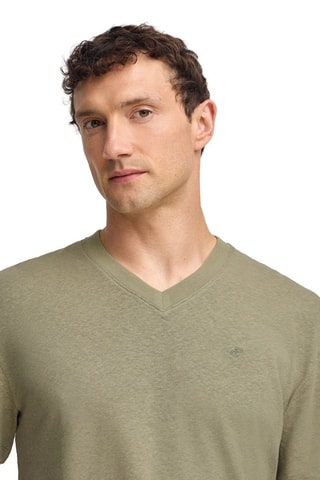 T-shirt regular em linho - Caqui