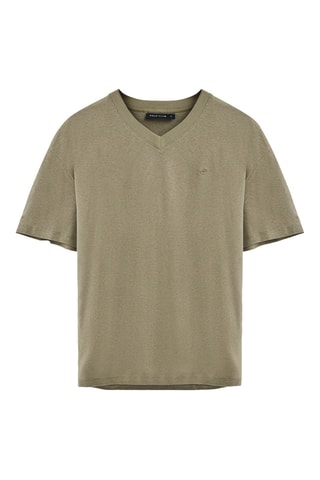 T-shirt regular em linho - Caqui