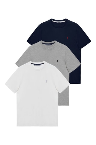 3 t-shirts Azul-marinho, cinzento-claro e branco