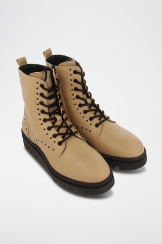 Leren Enkellaarzen - Nude