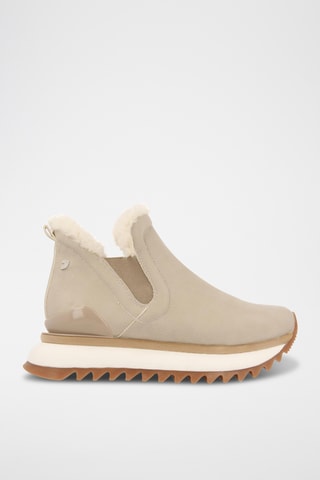 Gevoerde Platform Chelsea Boots - Taupe