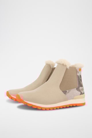Gevoerde Chelsea Boots - Beige en Oranje
