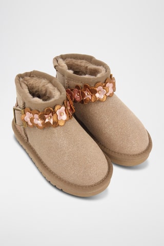 Gevoerde Nubuck Enkellaarzen - Taupe