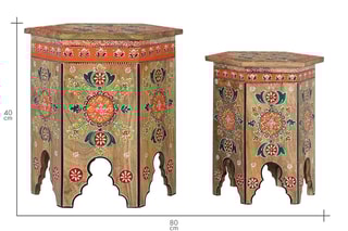 2 tabourets en manguier - 37 x 42 x 42 / 48 x 50 x 48 cm