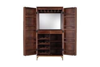 Meuble bar 2 portes - Naturel et cerise