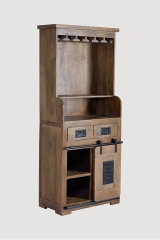 Meuble bar 1 porte - Naturel et noir