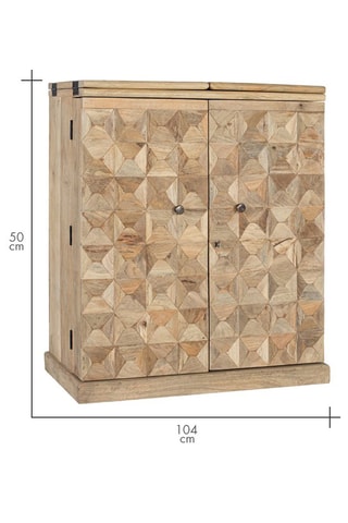Meuble bar pliable 2 portes en manguier - 104 x 104 x 50 cm