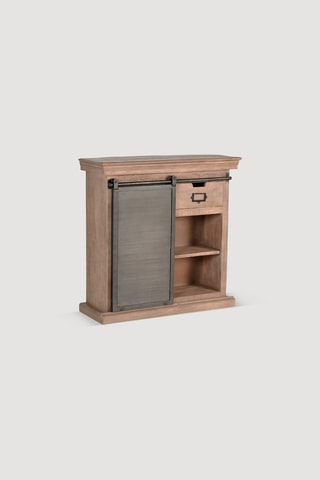 Meuble de rangement 1 porte - Naturel et noir