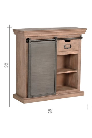 Meuble de rangement 1 porte - Naturel et noir