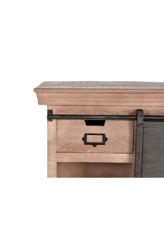 Meuble de rangement 1 porte - Naturel et noir