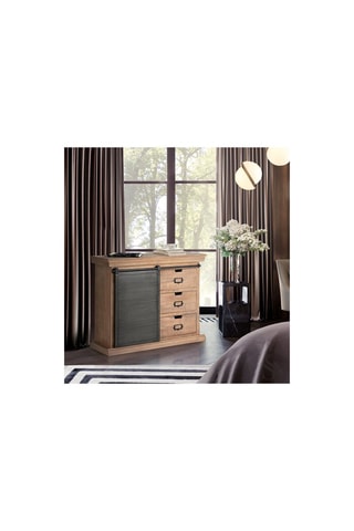 Meuble de rangement 1 porte - Naturel et noir