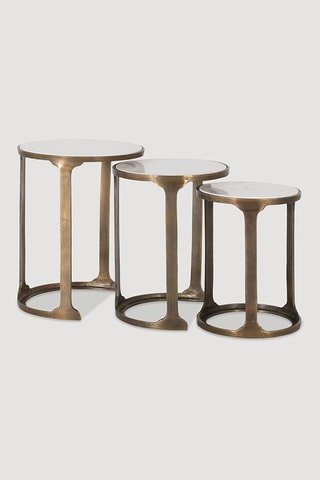 3 tables gigognes - Cuivré et blanc