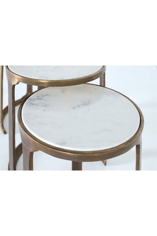 3 tables gigognes - Cuivré et blanc