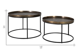 2 tables gigognes - Doré et noir