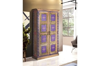 Armoire 2 portes - Naturel et violet