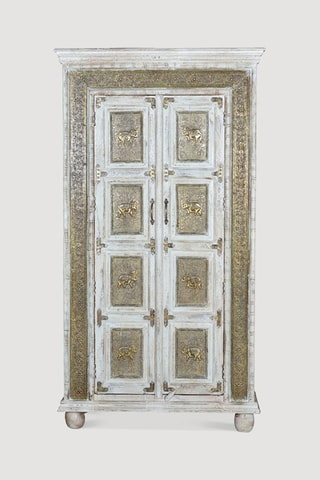 Armoire 2 portes - Ecru et doré