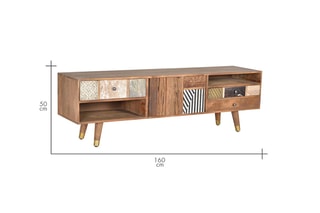 Meuble TV 2 portes - Naturel et blanc