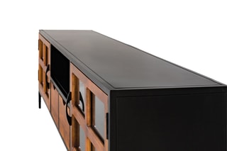 Meuble TV 2 portes et 2 tiroirs - Naturel et noir