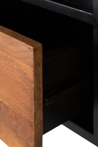 Meuble TV 2 portes et 2 tiroirs - Naturel et noir