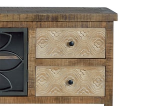 Meuble TV 2 portes - Noir et marron