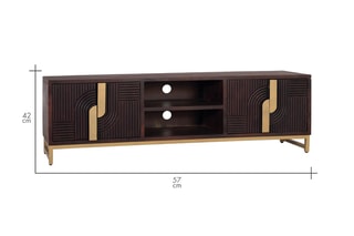 Meuble TV 2 portes en manguier - 57 x 180 x 42 cm