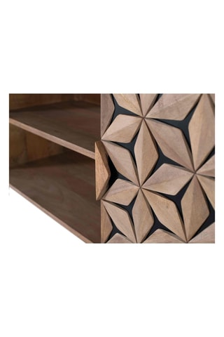 Meuble TV 2 portes - Naturel et noir