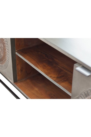 Meuble TV 2 portes - Gris et marron