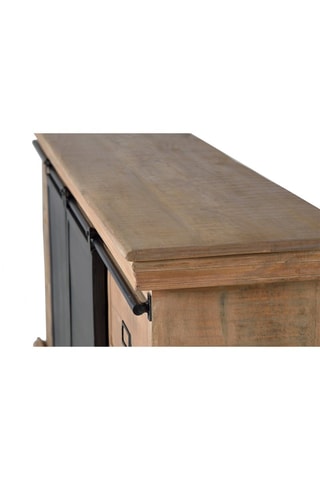 Meuble TV 2 portes - Naturel et noir