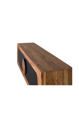 Meuble TV 4 portes - Naturel et noir