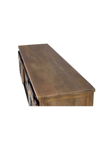 Meuble de TV 2 portes - Naturel et noir