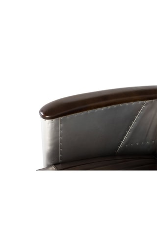 Fauteuil - Marron et argenté - En cuir et aluminium